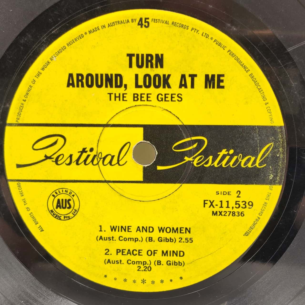 7 Inch Vinyl Single The Bee Gees Turn Around, Look At Me. Released
