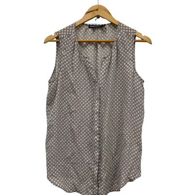 Sportscraft Women's Size 12 Sleeveless 100% Silk Top Black  / White 