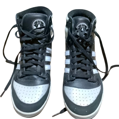 Adidas Mens Size US 10.5 HiTop Black White Basketball Sneakers (CAB)