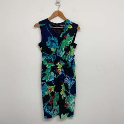 Country Road Black Blue Floral Sleeveless Mini Dress  Size 10
