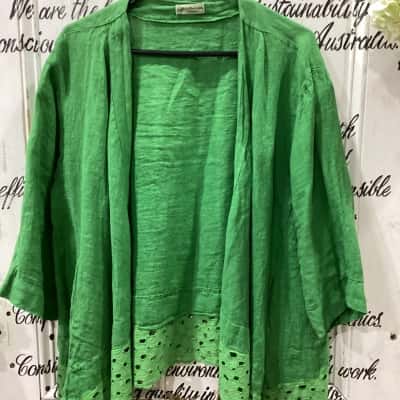  Womens  Size One Size Green Linen Jacket