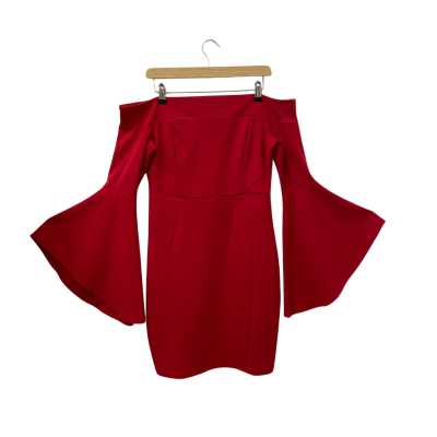 Lipsy Womens  Size 14 Off The Shoulder Dress Red 