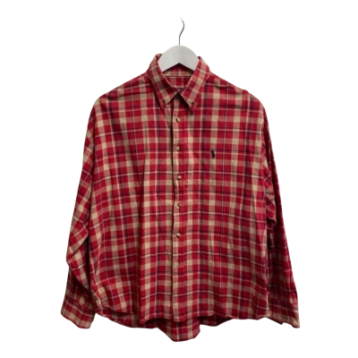 Polo Ralph Lauren Mens Long Sleeve Shirt Size L  Checked / Red / White 