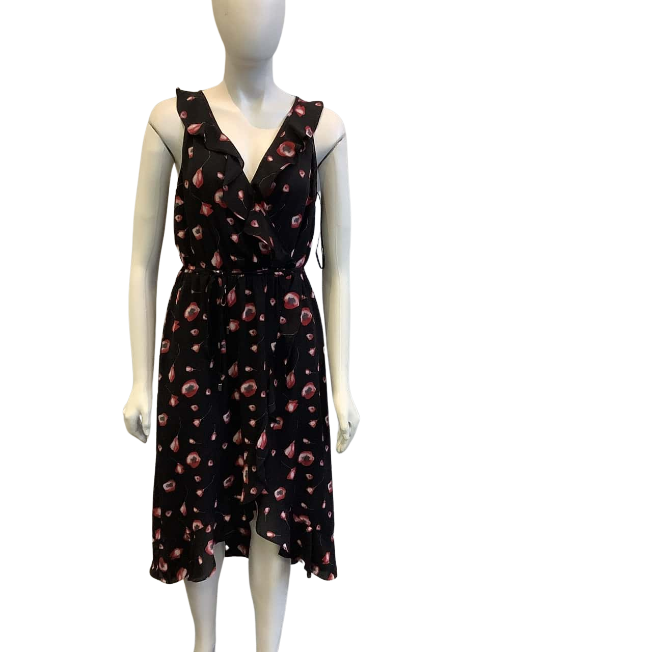 BNWT Forcast Women's Size 12 Sleeveless Midi Dress Black & Floral (s)