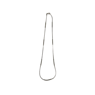 925 Italy Silver Snake Chain Necklace With Bead Accents