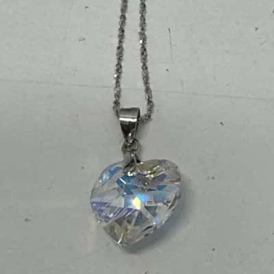 Crystal Loveheart Pendant on a Silver 925 Chain