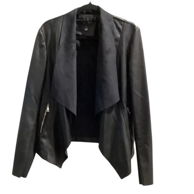 Forever New Womens  Size 10 Open Jacket Black Leather Look   (Poly Fabric)  BNWOT