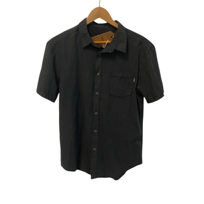 Rhythm Womens  Size M Button Up Top / Short Sleeve Top Black  