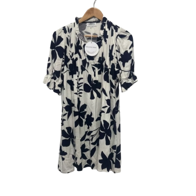 Linen Lux Womens  Size 6 Mini Dress Floral / Navy Blue / White 