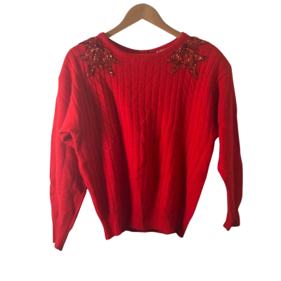 Park Avenue Womens  Size 14 / 16 Crew Neck Jumper Red 