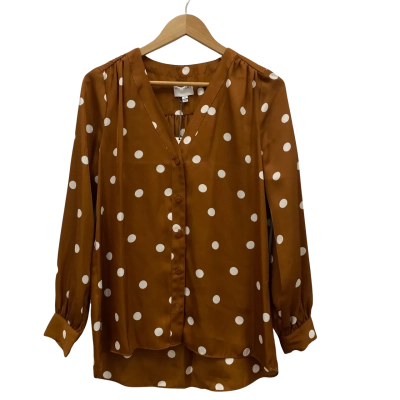 Witchery Women's Size 8 Long Sleeve Top Brown / Polka Dot RRP$100