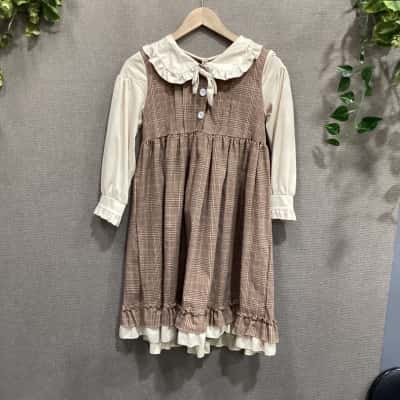 Kids Brown long Sleeve Dress Size 9,10