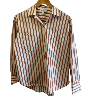 “Witchery” Womens  Size 8 -Long Sleeve Shirt Brown / Striped / White 