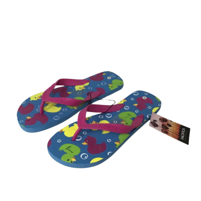 Pacifica Size 10 Blue / Multicoloured Duck Pattern Thongs (new)