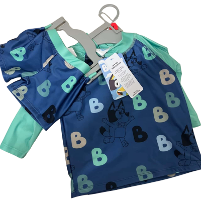 Bluey Kids  Size 1 Set Blue / Green Swimmer 