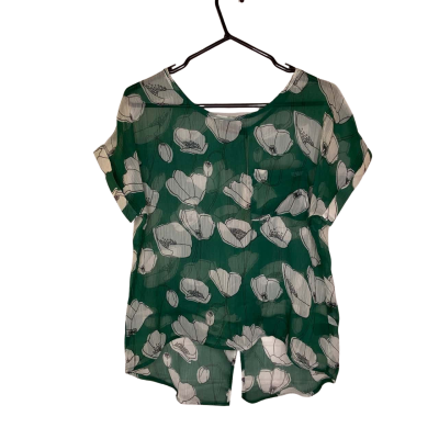 Flower Women’s Floral Top Size 8 Green / White 