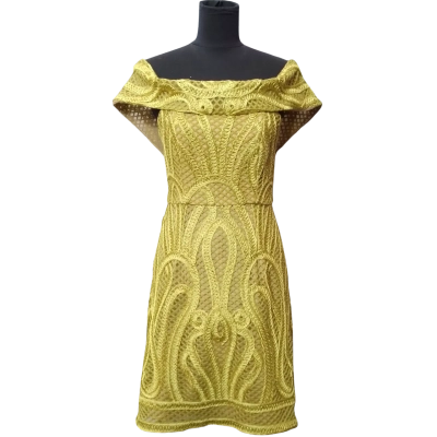 Thurley Women's Size 10 Olive-Gold Off The Shoulder Dress 
