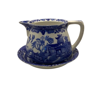 Burleigh Ware ‘Blue Willow’ pattern jug and plate