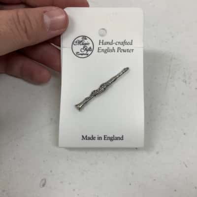 The Music Gifts Handcrafted Pewter Clarinet Pin 