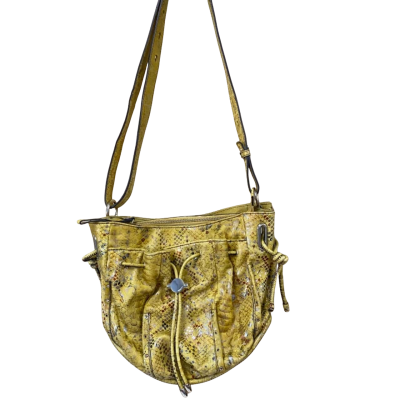 Mimco Snake Look Leather Bucket Bag Yellow 