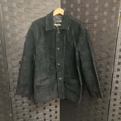  Mens Size L Atelier Suede Leather Jacket Black  