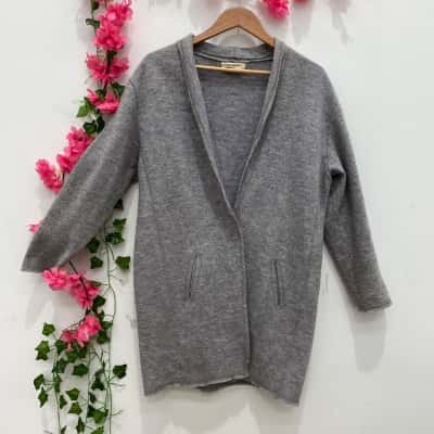 Lee Mathews Womens Wool Cardigan Size 1 Grey 