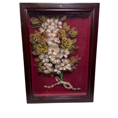 Vintage Jewellery Art Wooden Frame With Glass Hand Made