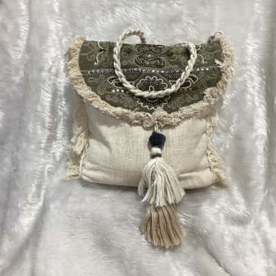  Womens Bohemian Shoulder Bag Cream / Multicoloured 