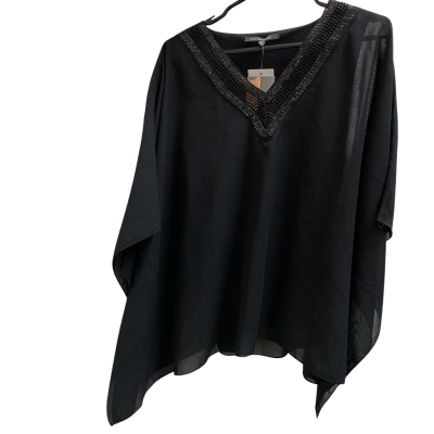 Liz Jordan Womens  Size 10 V-Neck Top Black sequins on neckline 