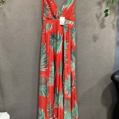 Paul & Joe Palm Print Womens  Size 38 Maxi Dress Green / Orange / Pattern 