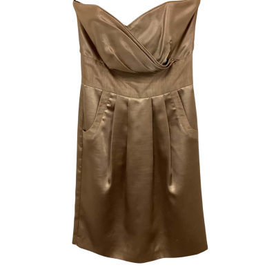Kuku - Gold Strapless Dress - Size 8 - Fully Lined
