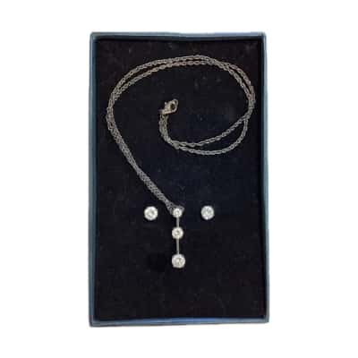  Womens Earrings / Necklace Set Sterling Silver 