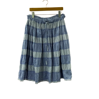 Gorman Gingham Tiered Skirt 75% Cotton Blue & White Stripes Size 12 