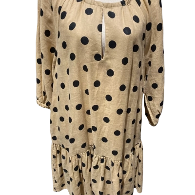 Seed Womens  Size 14 Babydoll Dress Beige  black polkadots