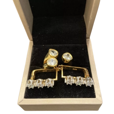 Joshiny Sterling Silver Cz Ring and Earrings