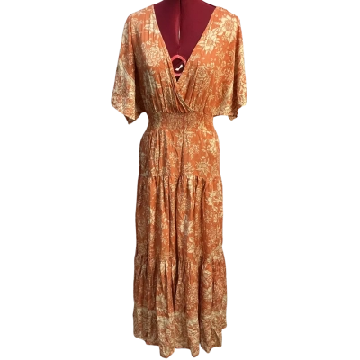 White Closet Womens  Size 8 Casual Dress Cream / Floral / Peach 