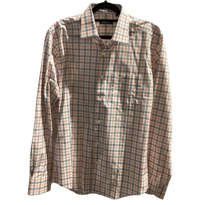  Crocodile Slim Fit Mens Long Sleeve Shirt Size M Checked /  Peach /  White /  Black