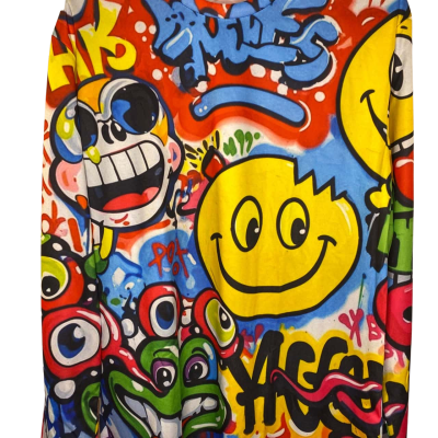  Mens Graffiti Art Print Shirt Size L 