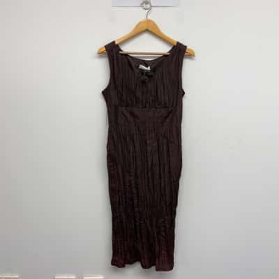 George Brown Crinkled Chiffon Midi Dress Size 12 