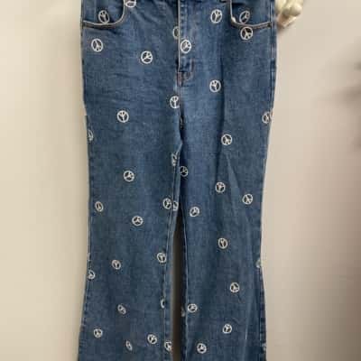 Ghanda Women’s ABBEY Jeans   Size 12 Super flared hem 