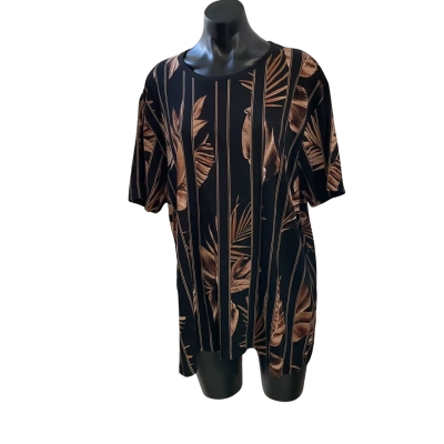 Connor Mens  Size XXL Short Sleeve T-shirt Black  / Brown / Pinstriped 