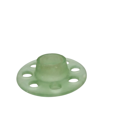 GREEN DEPRESSION URANIUM GLASS 8 HOLE  FLOWER FROG