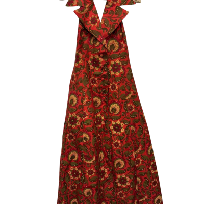  Womens  Size 4 Halter Neck Dress Green / Orange 