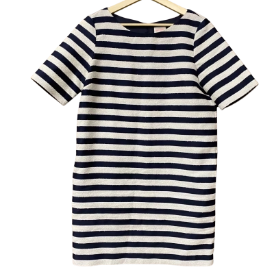 Gorman Womens Size 10 Cream/Navy Blue Striped Dress