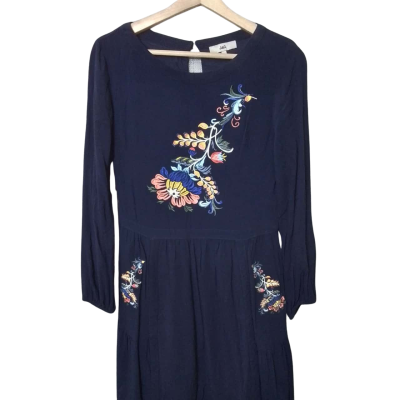 Jag Womens Size 10 Midi Dress / Pleated Dress Floral / Navy Blue 