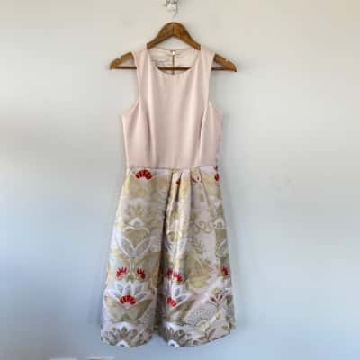 Ted Baker Light Pink Gold Sleeveless Maxi Dress Size 2 