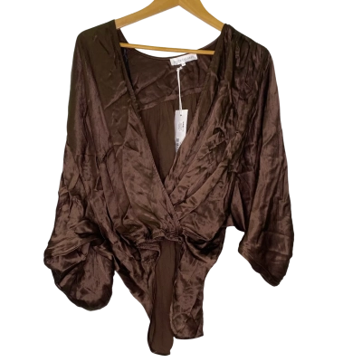 White Closet Womens  Size 10 Short Sleeve Top Brown 