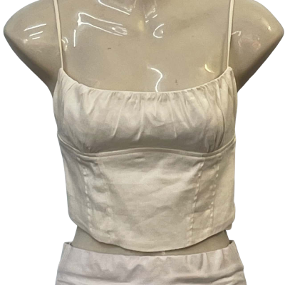 Zara Womens Size S Cropped Top/Shoestring Strap Top Off White