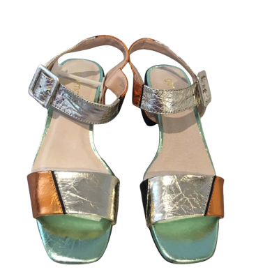Gorman Womens  Size 37 Gold / Green / Silver Spliced Disco Sandals RRP $199.     SB1