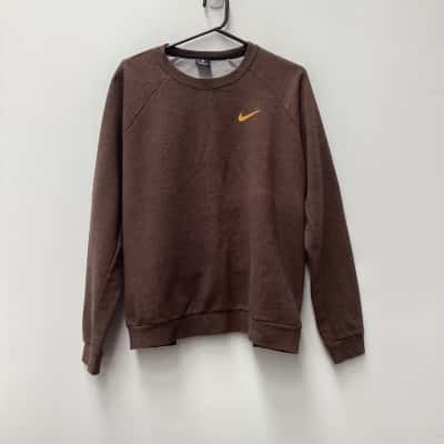 Nike Womens Sweatshirt Open-Back Design Brown Size L